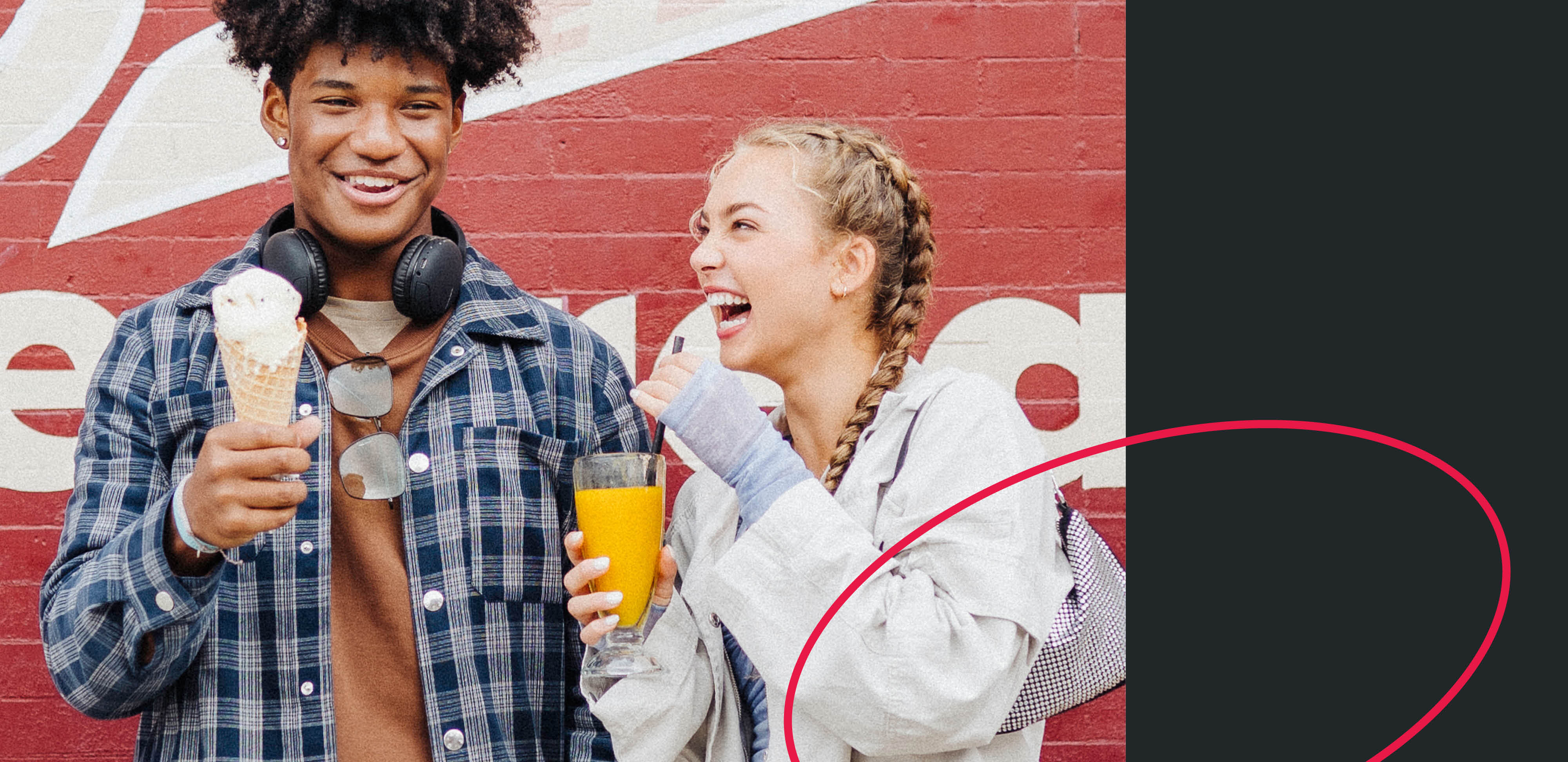 2 young adults laughing