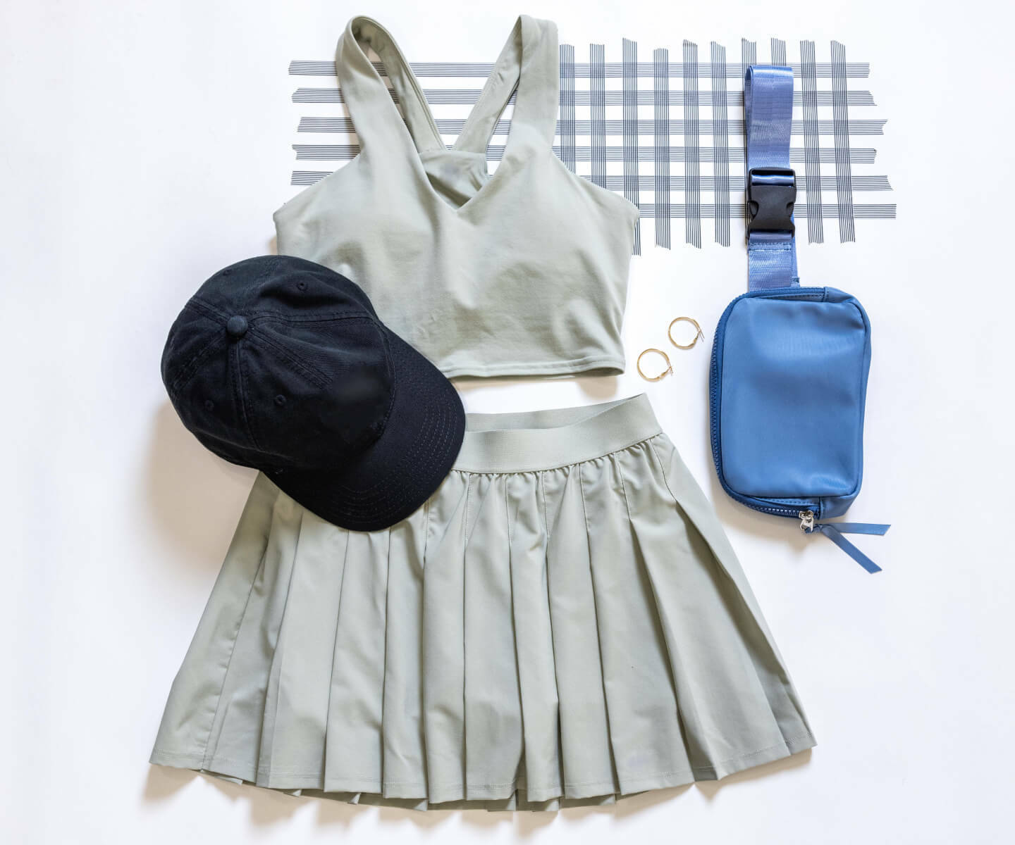 athletic outfit flatlay