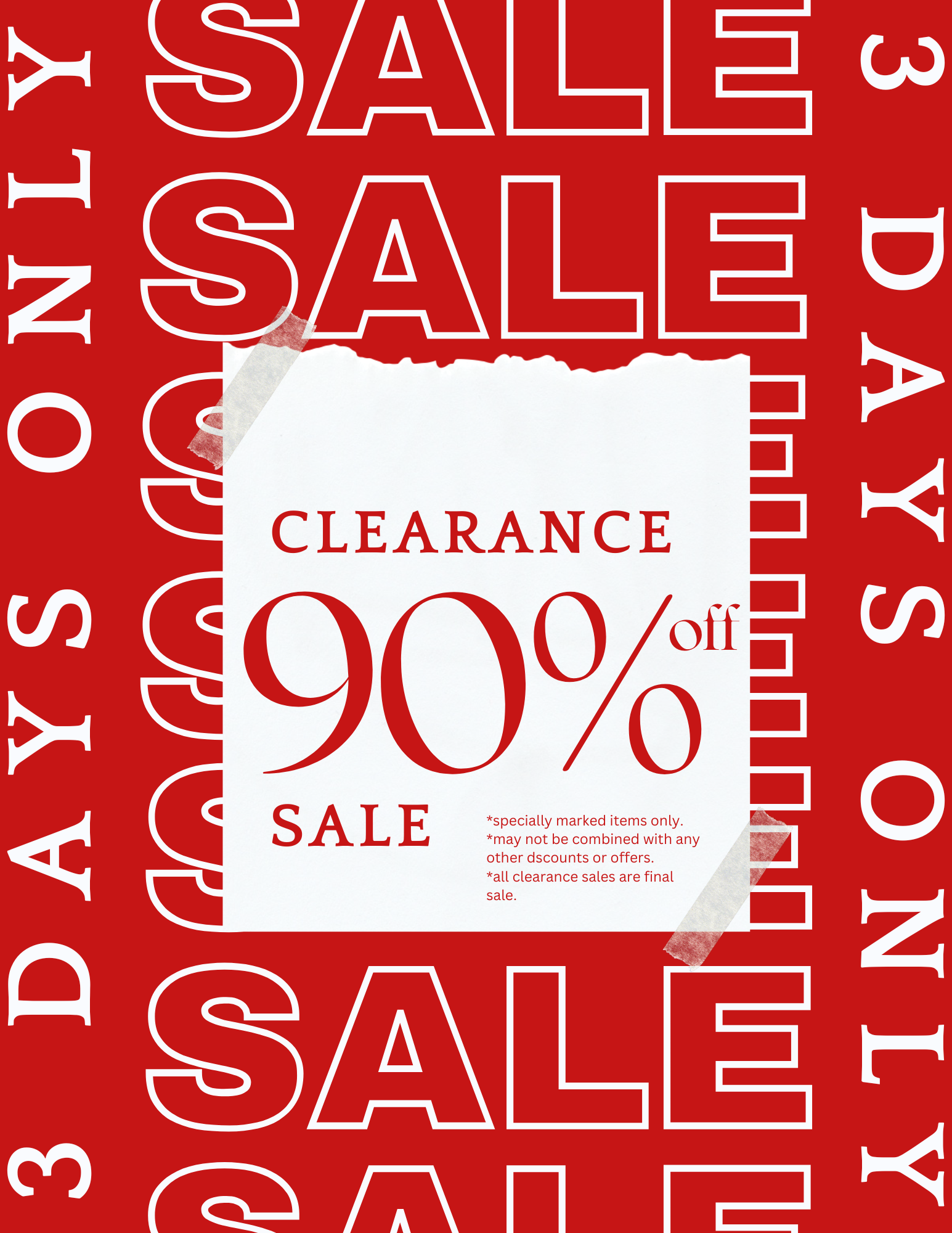 90% Off Clearance