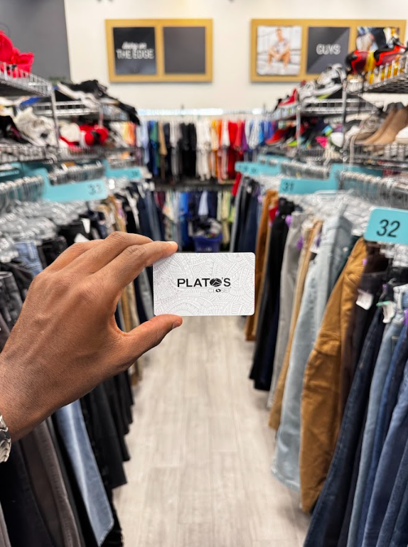 Black square with the text Gift Card