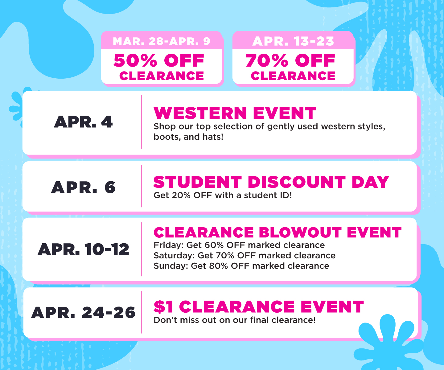 Don't miss out on our limited time events this April