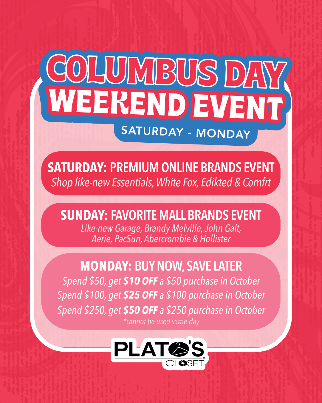 Columbus Day Weekend Event