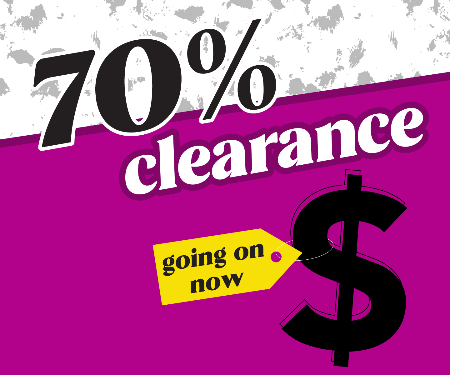 Hurry in to shop 70% OFF marked clearance items before they're gone!