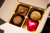 White box - 4 chocolates with one cerise heart $11.00