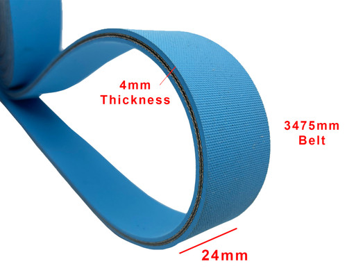 Replacement Belt for Bobst Amazon 105 Folder Gluer Machine, 4mm X 24mm x 3475mm 