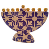 Moroccan Tile design Ceramic Hanukkah Menorah in Purple 