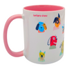 Dog's life colorful coffee mug with unique dog illustrations 