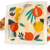 Modern challah cover with whimsical pomegranate design for Rosh Hashanah décor 