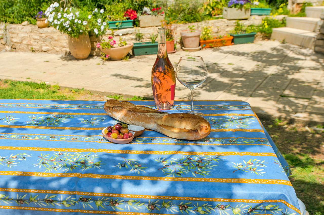 Blue Olive branch Easy Clean Tablecloth - Thumbnail 4