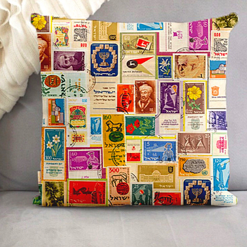 Israeli Stamps Cushion Cover - Thumbnail 4
