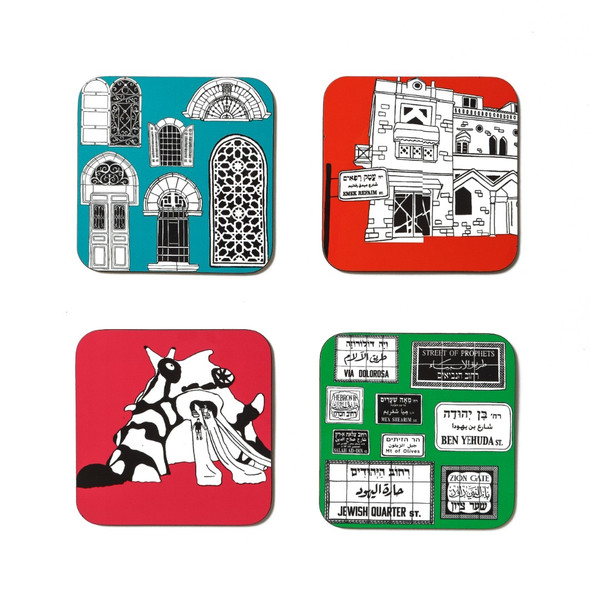 Funky Jerusalem Sites -cool Coasters set of 4