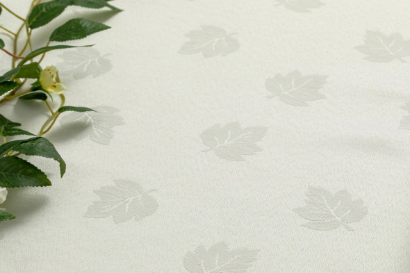 Beautiful white tablecloth with unique sycamore leaf pattern