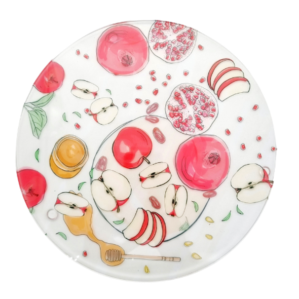 Rosh Hashanah modern illustration table set for the Jewish New Year