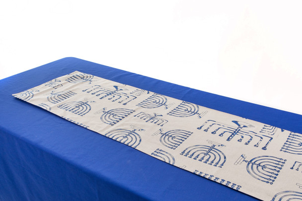 Menorah design Hanukkah table runner decoration 