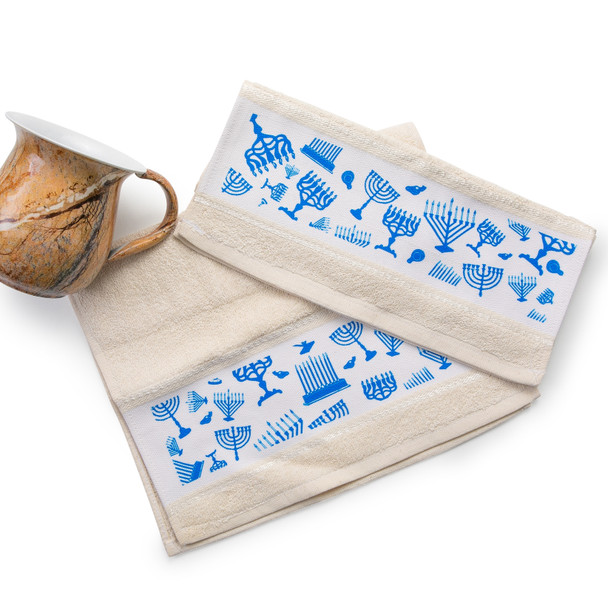 Hanukkah Menorah icons hand towel set of 2 