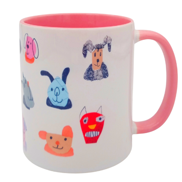 Dog's life colorful coffee mug with unique dog illustrations 