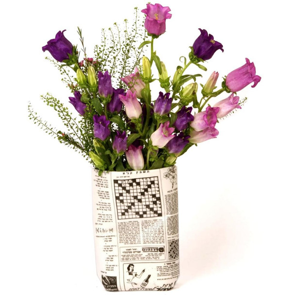 Retro Hebrew Newspaper Vase