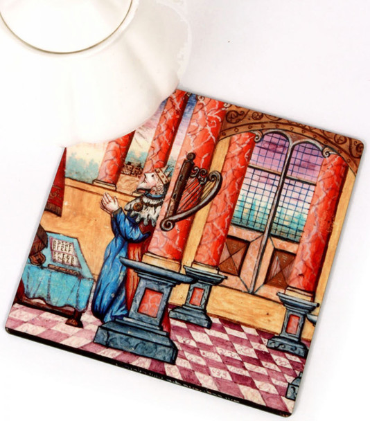 Kitchen Trivet - King David and Harp antique Illustration 