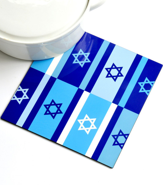 Trivet - Blue Israeli Flags