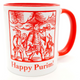 Ancient Purim illustration red coffee mug for the Jewish home 