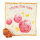 Apples and bees design Rosh Hashanah challah cover with matching Rosh Hashanah glass Plate