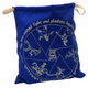Royal blue Mishloach Manot cotton bag with unique Purim characters illustrations