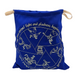 Royal blue Mishloach Manot cotton bag with unique Purim characters illustrations