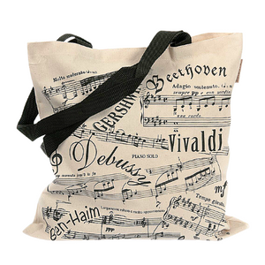 New Women Casual Canvas Musical Note Tote Shopping Shoulder Bags Girls-Handb.zh
