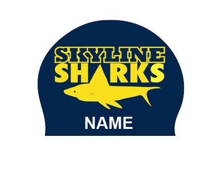 2 Navy silicone caps - Skyline  WITH NAME 