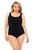 Penbrooke Krinkle 70005X Black Cross Back Maillot Plus Size Front