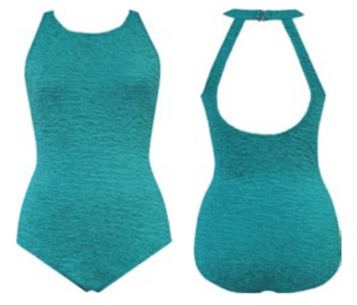 Penbrooke Women's Krinkle Chlorine Resistant High Neck One Piece Swimsuit  at SwimOutlet.com