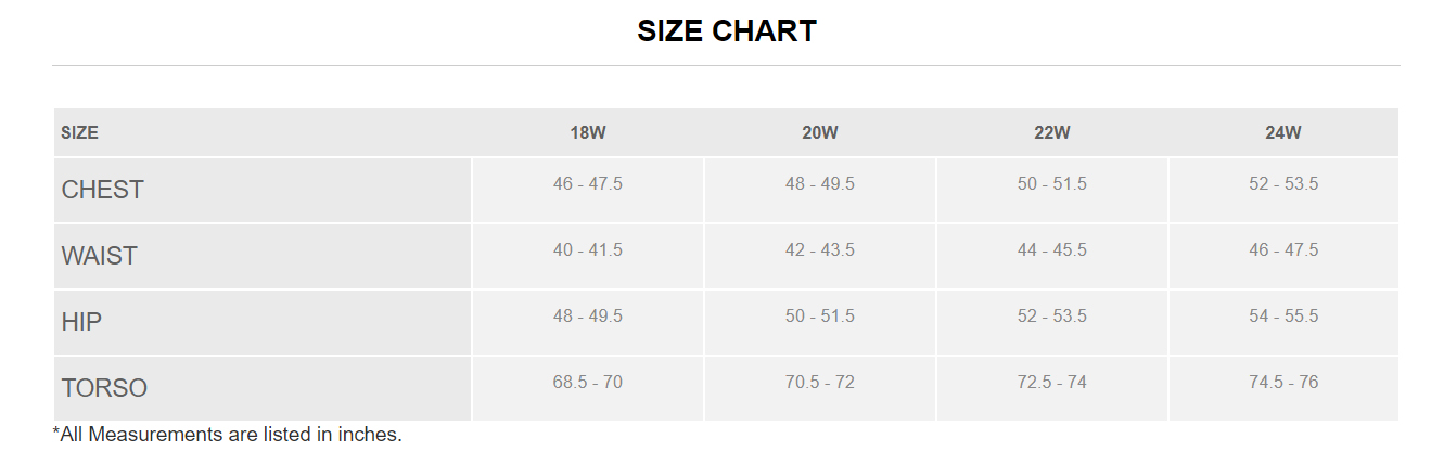 Tyr Suit Size Chart