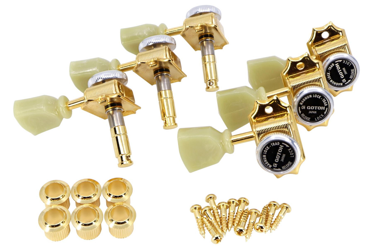 ３：３　GOTOH　GOLD　ペグ　PEG GOTOH SD90 Magnum Lock Traditional 3 x 3 guitar tuners Gold