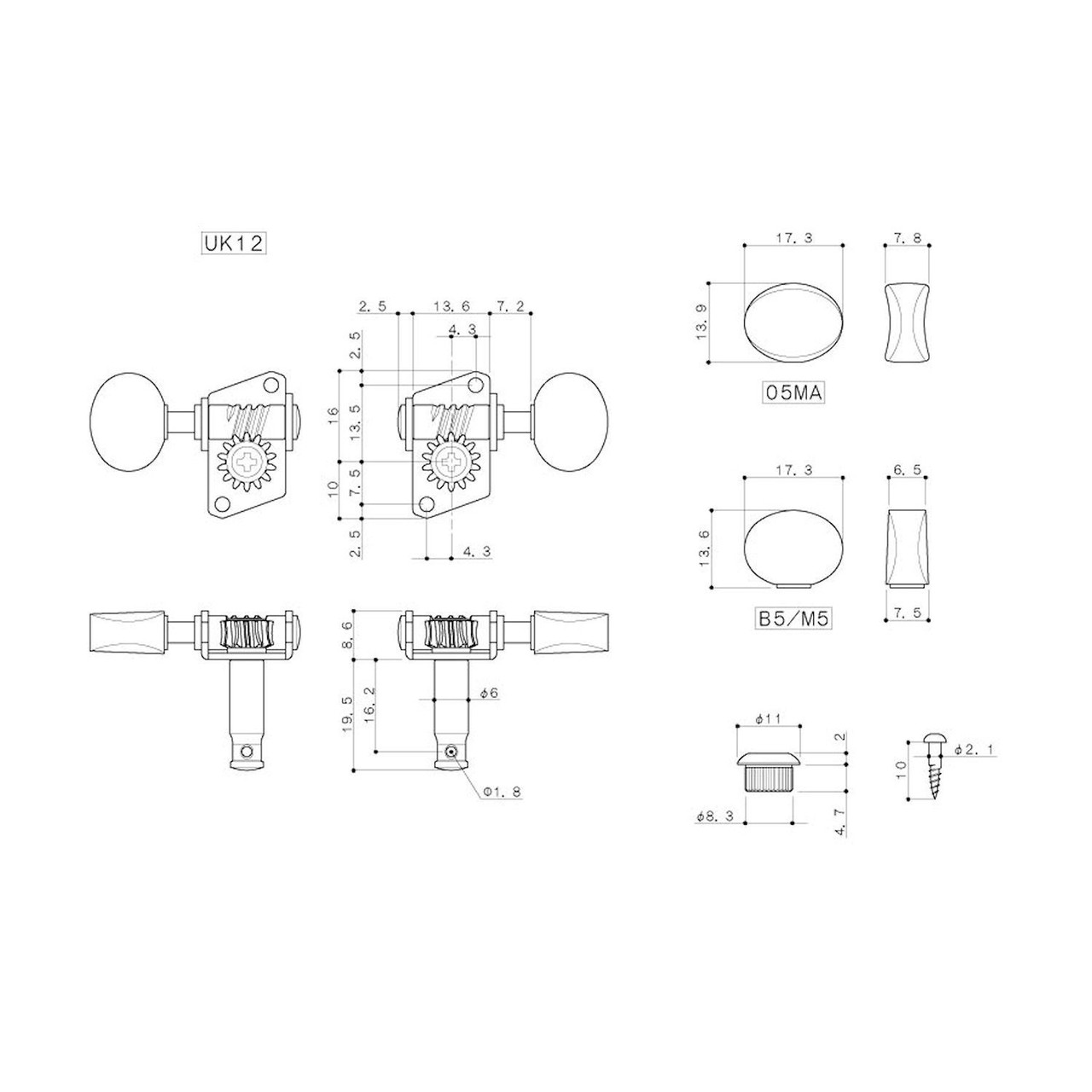 GOTOH UK12 Super Lightweight ukulele uke tuning machines Philadelphia Luthier Tools & Supplies