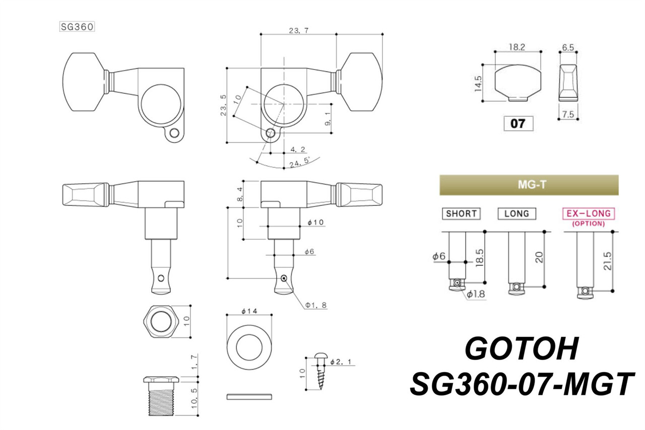 GOTOH SG360-07-MGT Locking Tuning Machine w/ Small Knobs - Pre-Configured  Sets