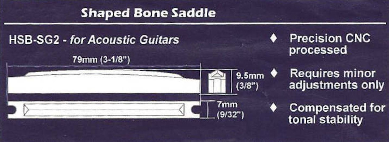 Replacement Adjustable Bone Saddle for Gibson® Acoustic guitars