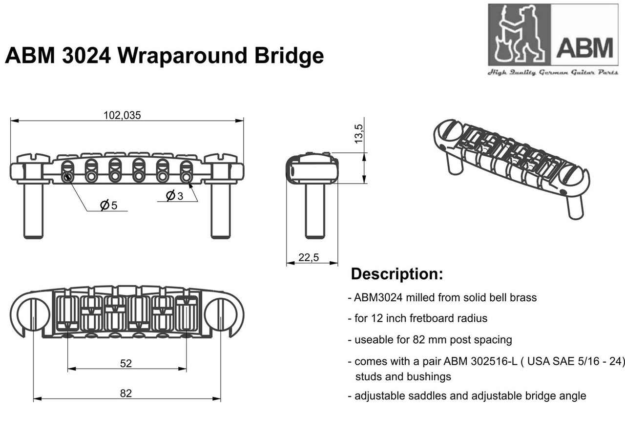 ABM 3024 Adjustable Wraparound Bridge, Bell Brass - Philadelphia