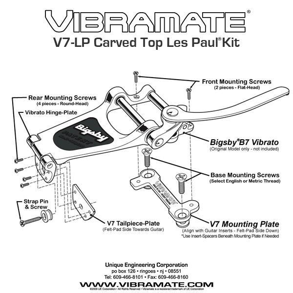 Vibramate V7-LP for Bigsby B7 tremolo and GIbson Les Paul