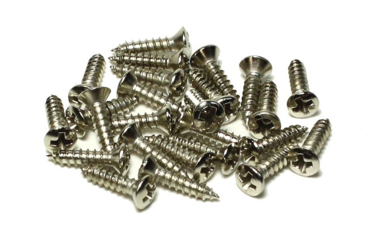 2 x 1/2 (12mm) Round head wood screws for guitars - Qty 12 - Chrome -  Philadelphia Luthier Tools & Supplies, LLC