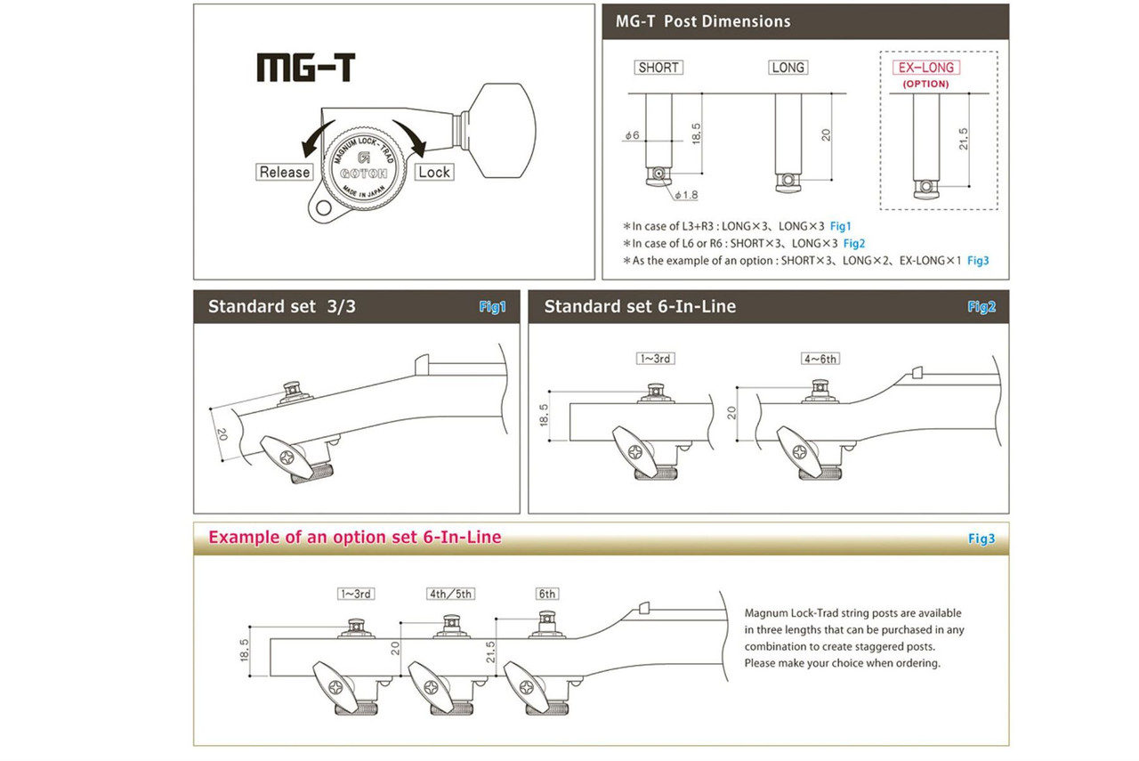 GOTOH SG381-07-MGT Locking Tuning Machine w/ Small Knobs