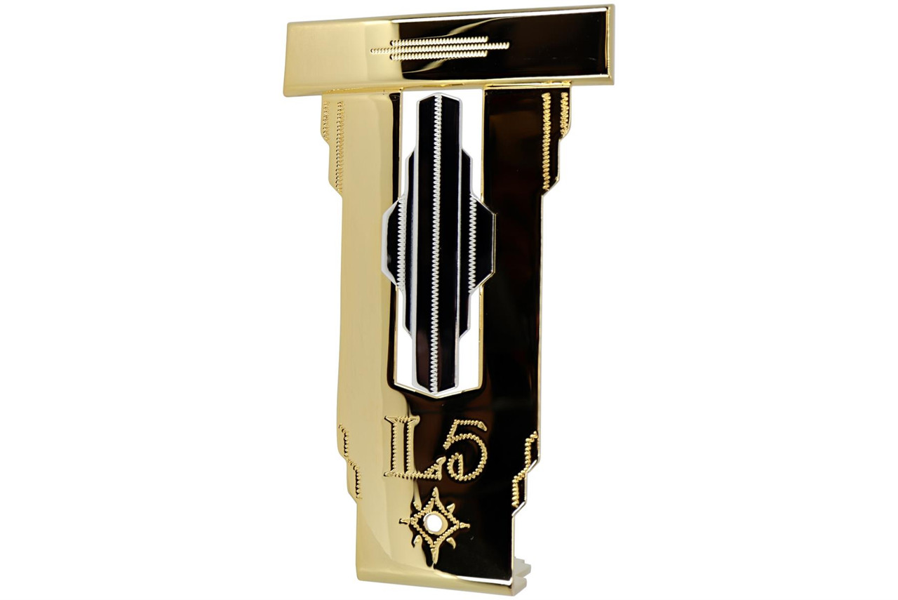 Gibson L-5 Engraved Tailpiece in gold with silver plated emblem
