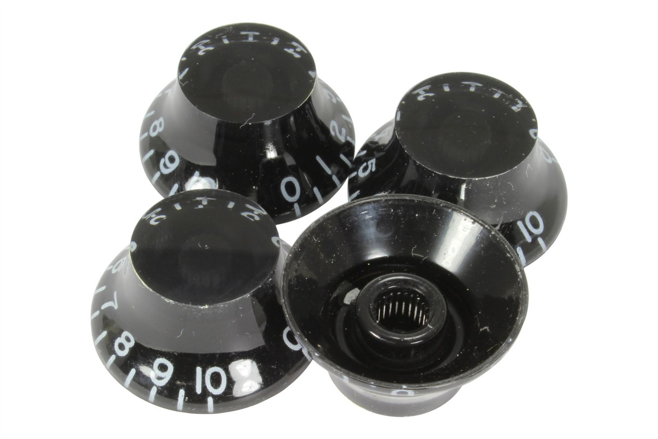 Black Bell Hat Knobs 4pk for Gibson® guitars with US fine splines