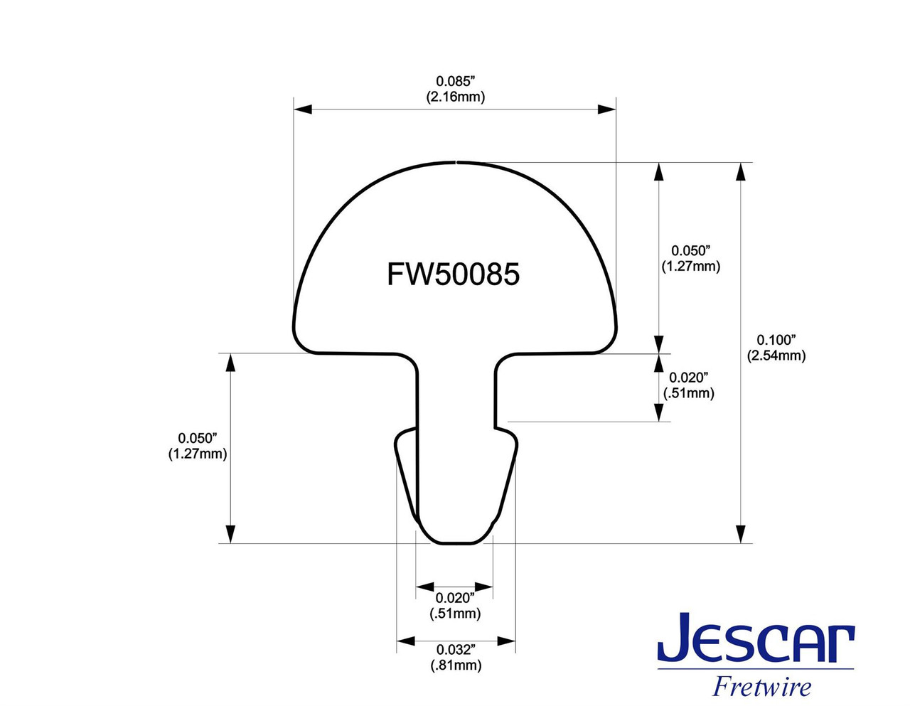 Jescar Nickel Silver Fretwire FW50085 Electric Medium Pre-radiused