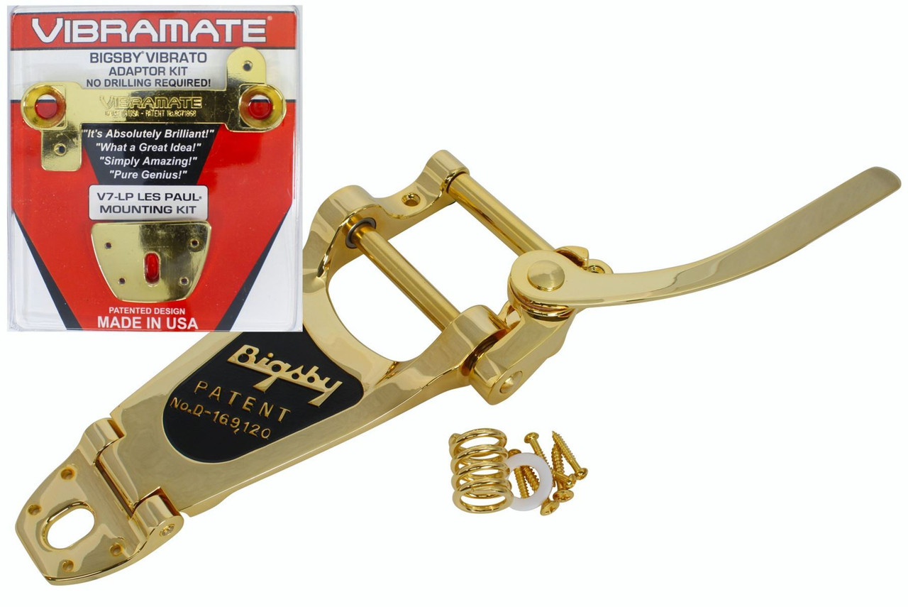 Bigsby B7 & Vibramate V7 -LP Vibrato Tremolo Tailpiece mounting kit Gold  plated