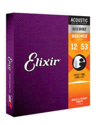 Elixir NanoWeb 80/20 Bronze Acoustic Guitar Strings Light (12-53)