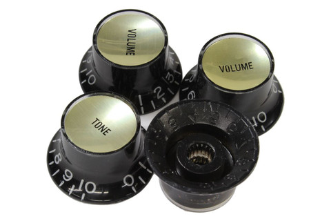 Black reflector knobs with smooth gold reflectors - Coarse spline