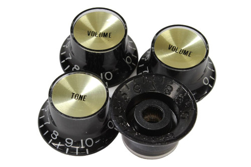 Black reflector knobs with spun gold reflectors - Fine spline