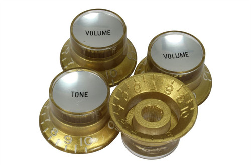 Reflector knobs - Gold with silver inserts - Fine spline