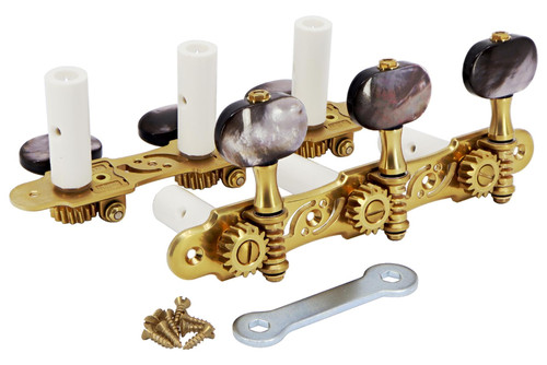 GOTOH 35G510S Classical Guitar Tuning Machine, Plastic Posts, Black MOP button - X-Gold