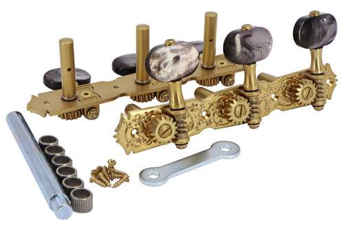 GOTOH 35P510MF Classical Guitar Tuning Machine, Steel Posts, White MOP button - X-Gold